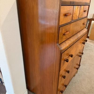Vintage Waterfall Tall Boy Dresser