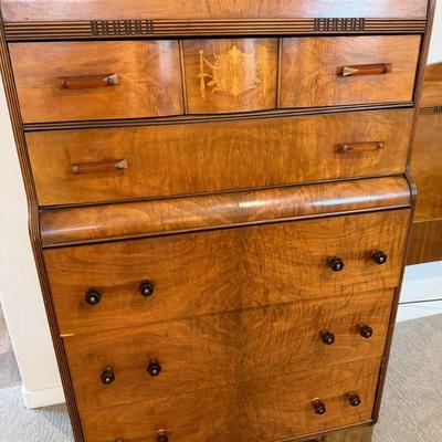 Vintage Waterfall Tall Boy Dresser