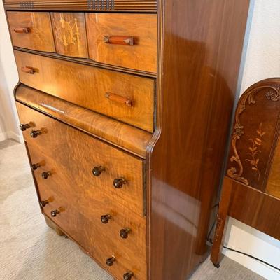 Vintage Waterfall Tall Boy Dresser