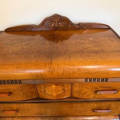 Vintage Waterfall Tall Boy Dresser