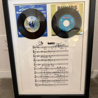 The Four Seasons two 7 inch vinyl set w/ signed Sherry music sheet