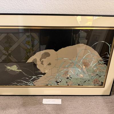 Sudi McCollum Cat and Grasshopper offset Lithograph