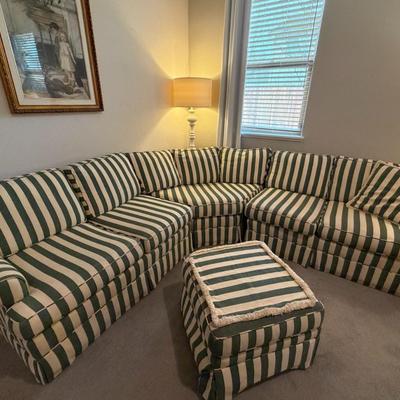 Striped Sofa w/ matching ottoman