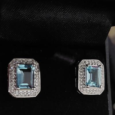 Platinum and topaz earrings
