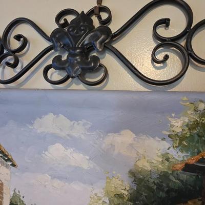 Original Oil Painting of a Mediterranean Hillside Village by Marino