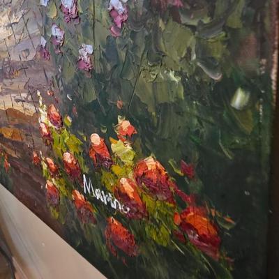 Original Oil Painting of a Mediterranean Hillside Village by Marino