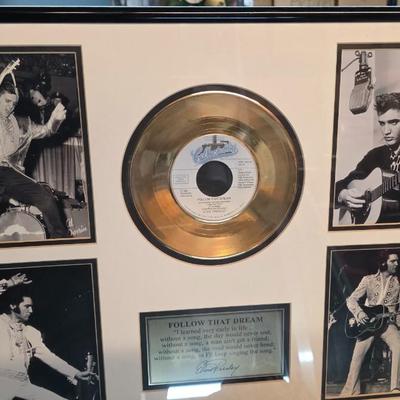 Elvis Presley “Follow That Dream” 24kt Gold-Plated Record Commemorative Framed Display with Photo Collage & Lyric Plaque