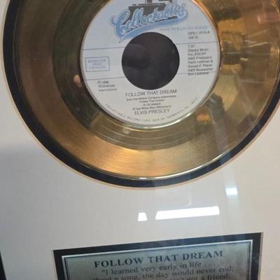 Elvis Presley “Follow That Dream” 24kt Gold-Plated Record Commemorative Framed Display with Photo Collage & Lyric Plaque