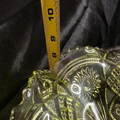 Vintage Imperial Glass Avocado Green Hobstar Pedestal Compote – Mid-Century Statement Bowl