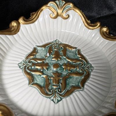 Fitz & Floyd Florentine Christmas Pillar Candle Holder – Hand-Painted Holiday Ceramic Centerpiece