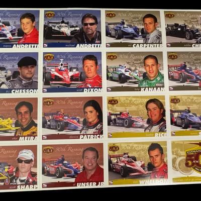 Uncut Sheets of Indy Car Trading Cards