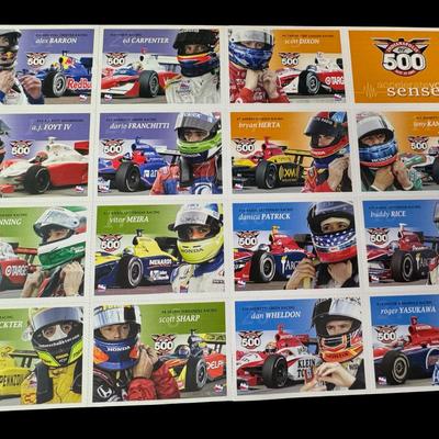 Uncut Sheets of Indy Car Trading Cards