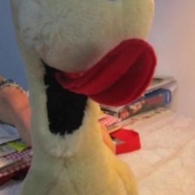 Sale Photo Thumbnail #92: Wily Coyote, Odie, reindeer, monkey, sock monkey, dog, stuffed Smiley , kangaroo & dog puppets