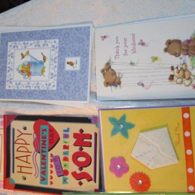 Sale Photo Thumbnail #587: 5 anniversary cards, 6 Valentine's Day cards, 4 birthday cards, 8 thank you cards, all with envelopes.  See pictures