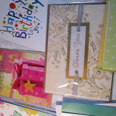 Sale Photo Thumbnail #585: 5 anniversary cards, 6 Valentine's Day cards, 4 birthday cards, 8 thank you cards, all with envelopes.  See pictures