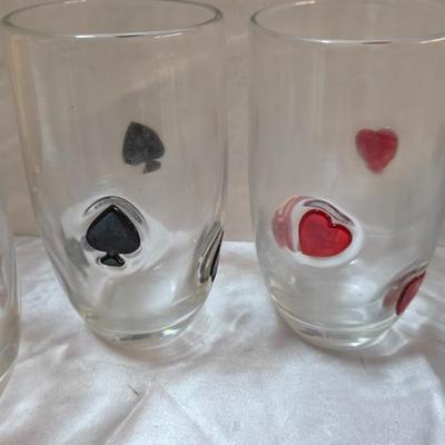 Artland Poker Collection Highball Glasses – Set of 4 – Fused Playing Card Suit Design