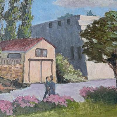 Original 1978 Oil Painting – “The Park” Landscape – Central Coast Art Association Exhibition Piece – Ornate Gold Frame