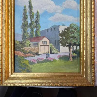 Original 1978 Oil Painting – “The Park” Landscape – Central Coast Art Association Exhibition Piece – Ornate Gold Frame
