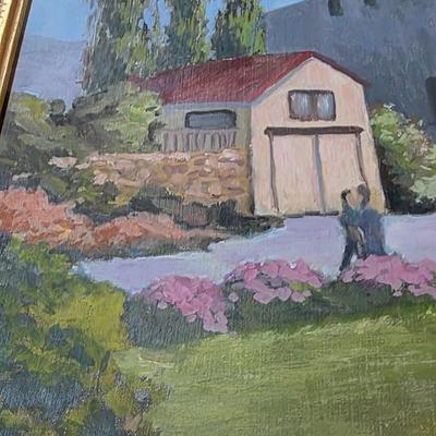 Original 1978 Oil Painting – “The Park” Landscape – Central Coast Art Association Exhibition Piece – Ornate Gold Frame