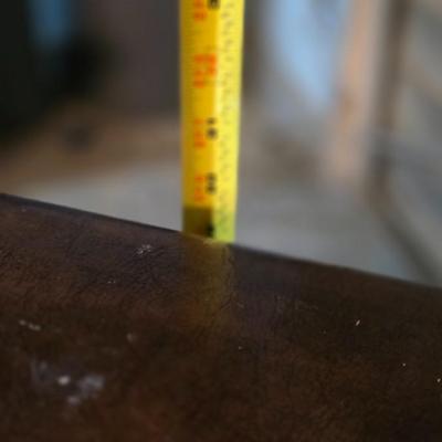 LOCAL PICKUP ONLY - Vintage Trunk Style Leather End Table with Two Drawers and Woven Shelf