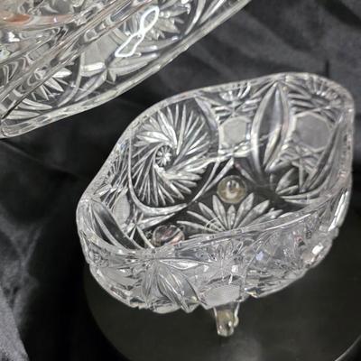 Vintage Hand-Cut Lead Crystal Candy Dish with Lid — European Elegance in Sparkling Form