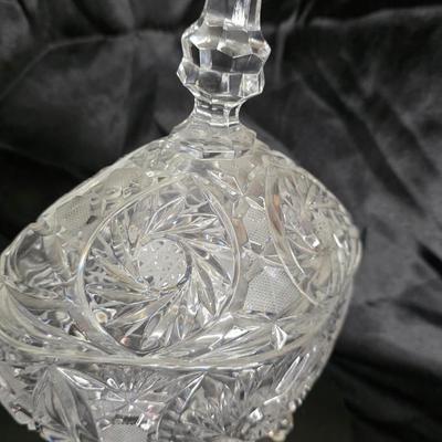 Vintage Hand-Cut Lead Crystal Candy Dish with Lid — European Elegance in Sparkling Form