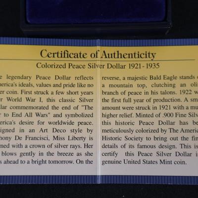 1922 Peace Dollar In Color