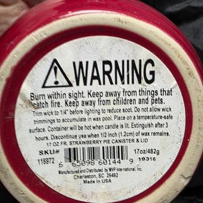 Vintage Strawberry Pie Ceramic Candle Canister with Lid – Deep Red Glaze, 17oz, Made in USA