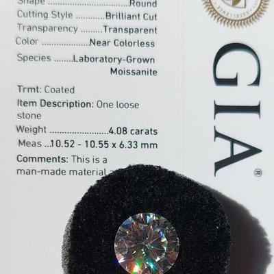 GIA certified lab grown Moissanite 4.08 carat