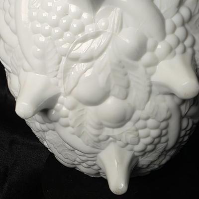 Vintage Indiana Glass “Garland” White Milk Glass Footed Oval Fruit Bowl Centerpiece