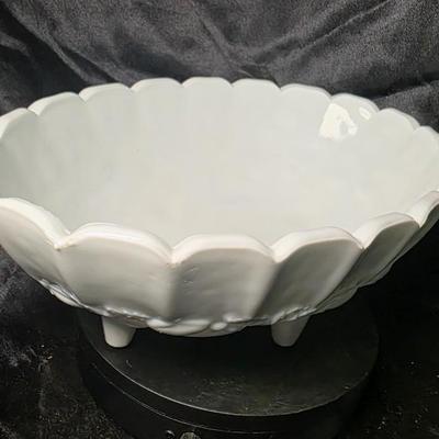 Vintage Indiana Glass “Garland” White Milk Glass Footed Oval Fruit Bowl Centerpiece