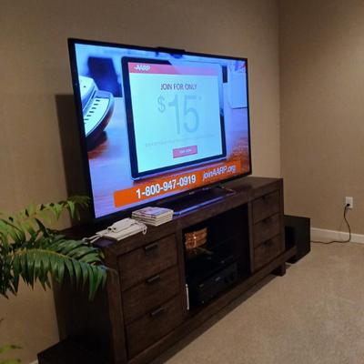 55" Samsung smart tv, $250 entertainment console, $565