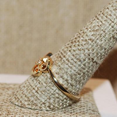 Size 10 ¼ Marked .925 Small Clear Round Stone on a Horizontal HEART Setting and Gold Band (2.5g)