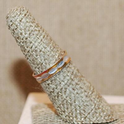 Size 6¾ Delicate VINTAGE "Gray & Copper" Colored Insert Ring on a Copper Colored Band (0.3g)