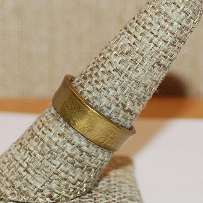 Size 8 Brass Stamped COIN RING - NO Stones (4.0g)