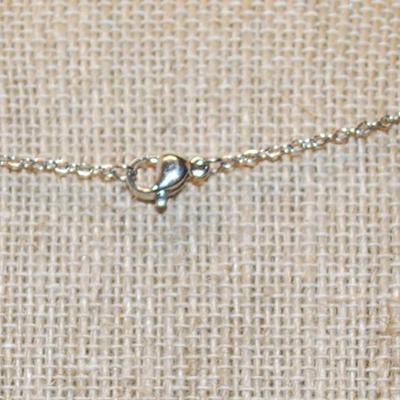 Large Green Rectangle Main Stone PENDANT (1¼" x ¾") with Full Surround on a Silver Tone Necklace Chain 18" L