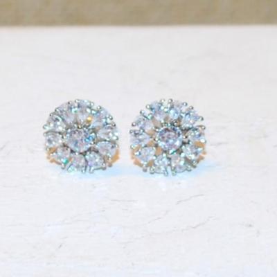 Small Circle of Clear Stones Earrings Set (¼" Circ.) with Post Clasp
