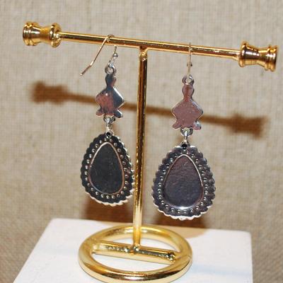 "Tribal" Style Dangle Earrings (2" x ¾") with Hook Clasp