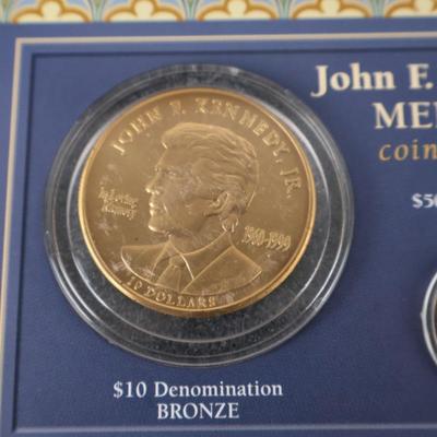 John F. Kennedy Jr. Memorial Coin Collection – 14KT Gold, .999 Silver & Bronze – Framed Set