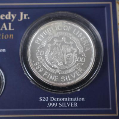 John F. Kennedy Jr. Memorial Coin Collection – 14KT Gold, .999 Silver & Bronze – Framed Set