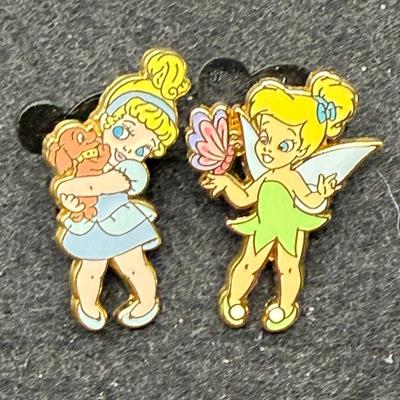 Pair of Disney Trading Pins, Toddler Cinderella and Toddler Tinker Bell
