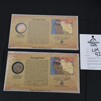 Sacagawea Coins in sealed display (Pair)