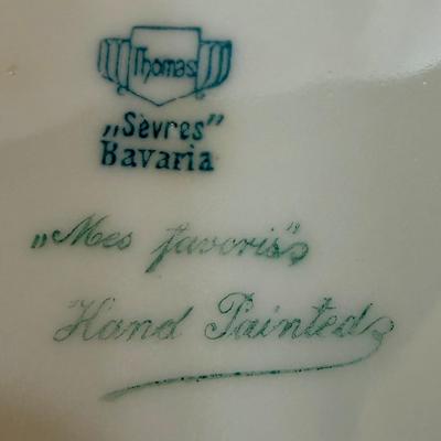 Antique Thomas Sevres Bavaria hand-painted roses Porcelain Plate signed