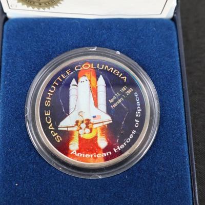 Space Shuttle Columbia Colorized Silver Dollar w/ Certificate – American Historic Society