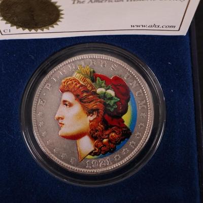 1921 Morgan silver Dollar in Color
