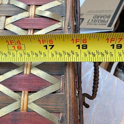 Vintage Woven Bamboo Nesting Trunk Set (3-Piece) with Domed Lids & Brass Latches