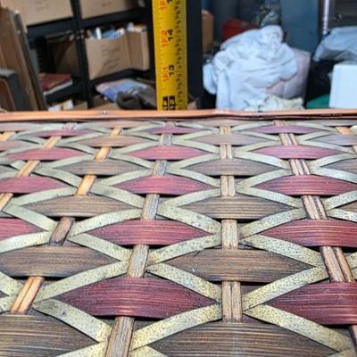 Vintage Woven Bamboo Nesting Trunk Set (3-Piece) with Domed Lids & Brass Latches