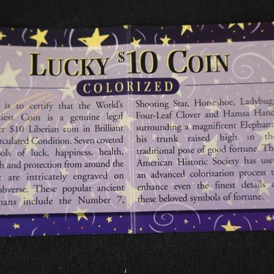 2000 Lucky $10 Liberia Coin in Color