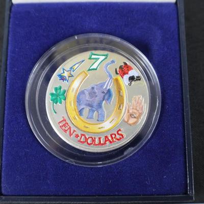 2000 Lucky $10 Liberia Coin in Color