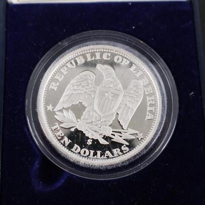 2000 Republic of Liberia $10 “Morgan” Proof – 1 Troy Oz .999 Fine Silver